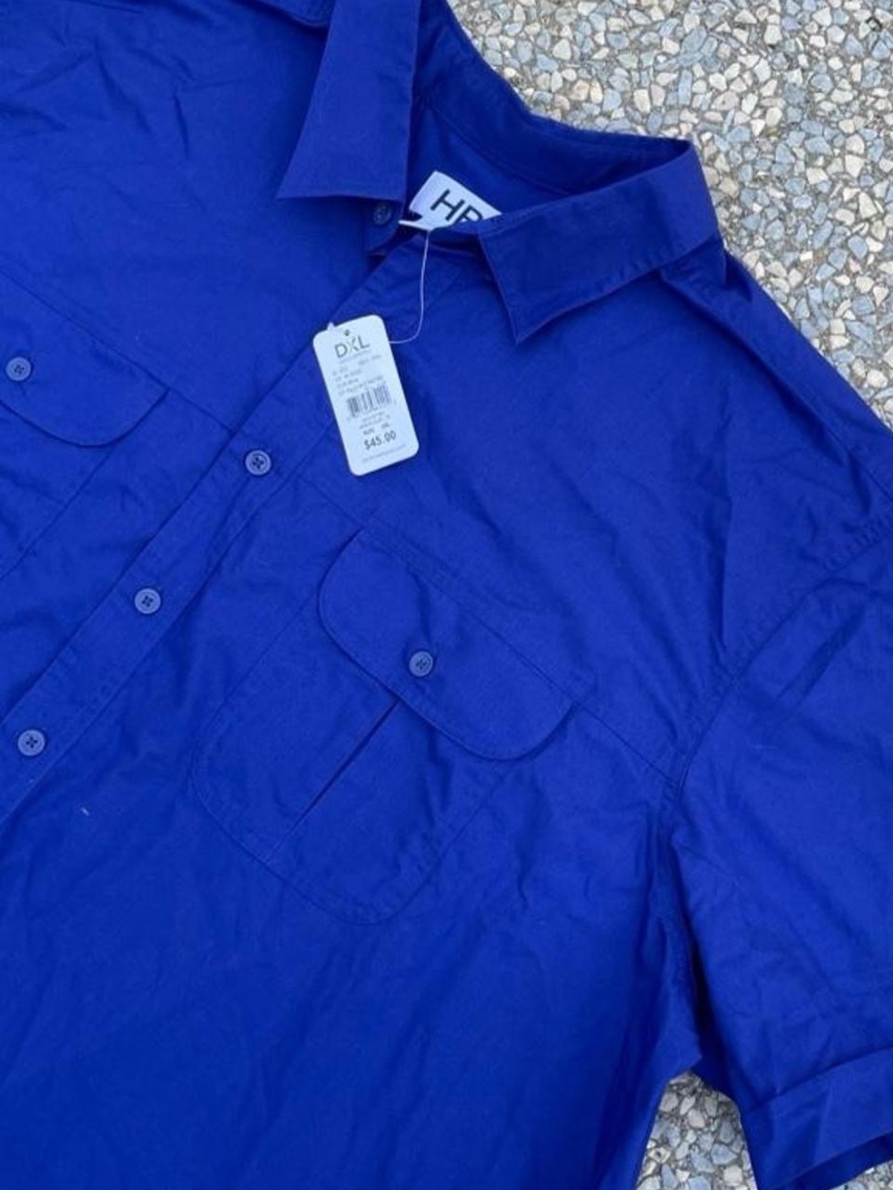 HB DXL Men's Short Sleeve Button-Up Shirt in Bright Blue